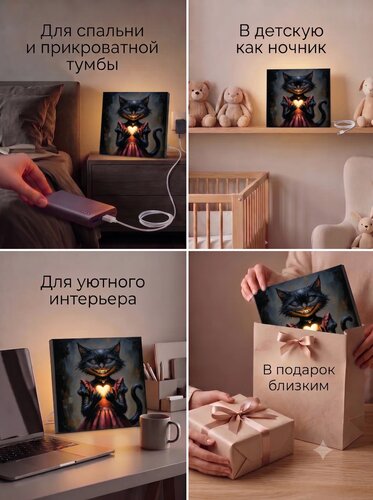 Кошечка с сердечком в нарядном платье — картина с котиком