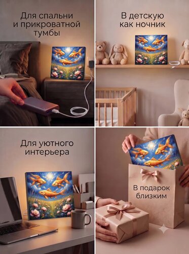 Золотые рыбки над цветами — картина с золотыми рыбками